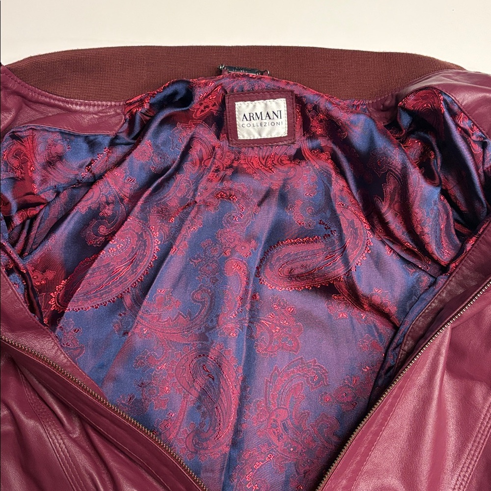 Vintage Armani Collezioni Maroon Leather Jacket - Picture 10 of 12